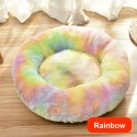 Pet Dog Cat Calming Bed Round Warm Soft Plush Sleeping Donut Cushion Mat Pad Puppy Kennel - S White