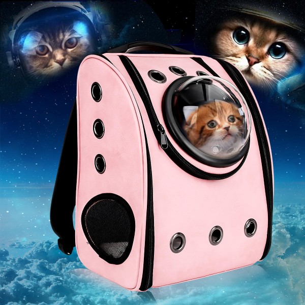 Astronaut Capsule Breathable Pet Puppy Cat Travel Bag Space Carrier Bag  - Pink