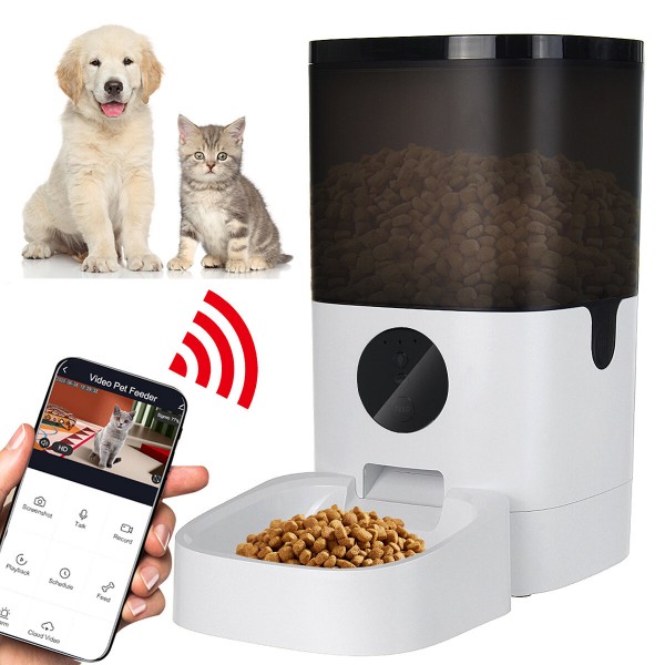 6L WiFi/bluetooth/Video Smart Automatic Pet Feeder Timer APP Control Voice Record for Cat Supplies Dog Dispenser - 6L Wifi Versi