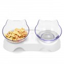 Cat Double Bowl Non-slip Pet Food Water Feeder Dish Elevated Stand Pet  Supplies Puppy - White