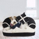 S/M/L Soft PP Cotton Pet Bed Sofa Dog Puppy Winter Warm Mat Kennel Cat Litter Pet Supplies With Pillow - Black M