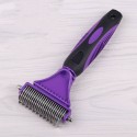 3 in 1 Dual Sided Dog Cat Hair Fur Shedding Trimmer Stainless Steel Grooming Dematting Rake Comb Brush - Purple