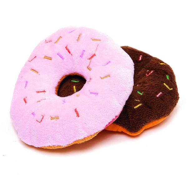 Dog Donut Toy Lovely Soft Pet Supplies Cat Funny for Playing Built in A Loud Whistle - Pink