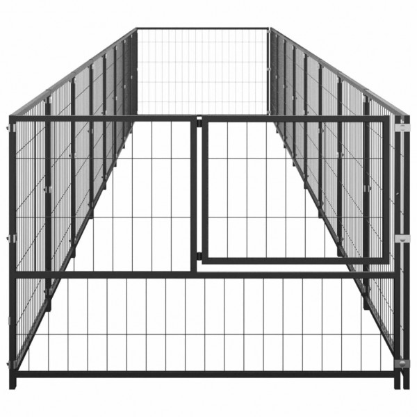   3082098 Outdoor Dog Kennel Black 8 m² House Cage Foldable Puppy Cats Sleep Metal Playpen Exercise Training Be