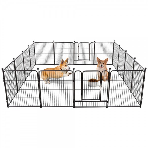 PawGiant Dog Pen 16 Panels 24-Inch High RV Dog Playpen Outdoor/Indoor, Dog Fence Exercise Pet Pen for Dogs with Metal Protect De