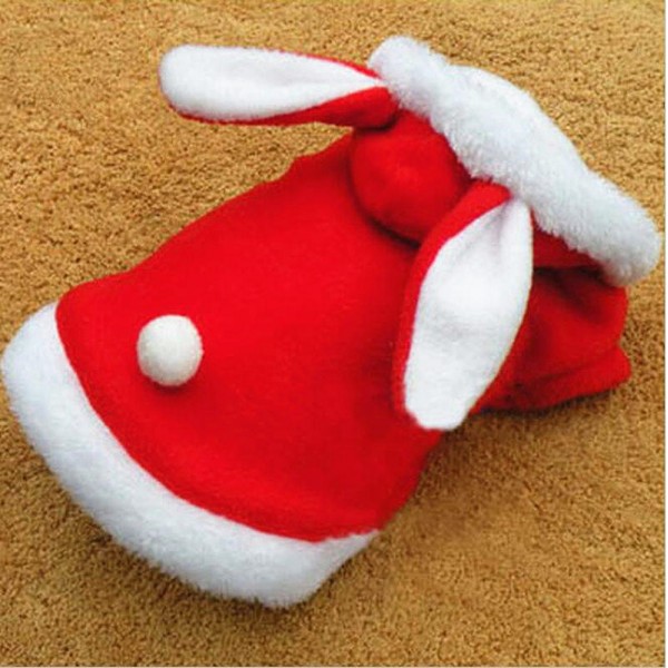 Christmas Pet Clothes Fashion Cute Rabbit Plush Dog Apparel Pet Hoodie Costume Winter  Clothing - L Red