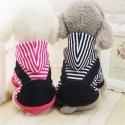 Pet Dog Winter Cotton Clothes Warm Soft Straps Stripe Color Hoodie Coats With Hat In All Size - XL Black