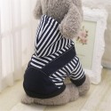 Pet Dog Winter Cotton Clothes Warm Soft Straps Stripe Color Hoodie Coats With Hat In All Size - XL Black