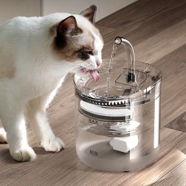 1.8L Pet Water Dispenser Filter Automatic Circulation Water Pet Fountain 2 Water Flow Modes 6° Slope Design Ultra Silent Pump - 