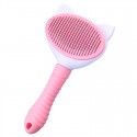 Button Pet Hair Removal Comb Stainless Steel Pet Needle Comb Floating Pet Cleaning Supplies - Pink Thick needle