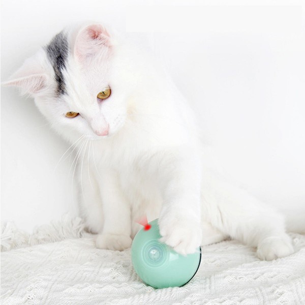 Smart Interactive  Pet Toys LED Luminous Ball USB Charging Smart Cat Toy Automatic 360 Degree Self Rolling Balls - White