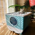 Cat Litter Box Drawer Design Bedpen Fully Enclosed Deodorant Pet Toilet for Cats Supplies - Blue