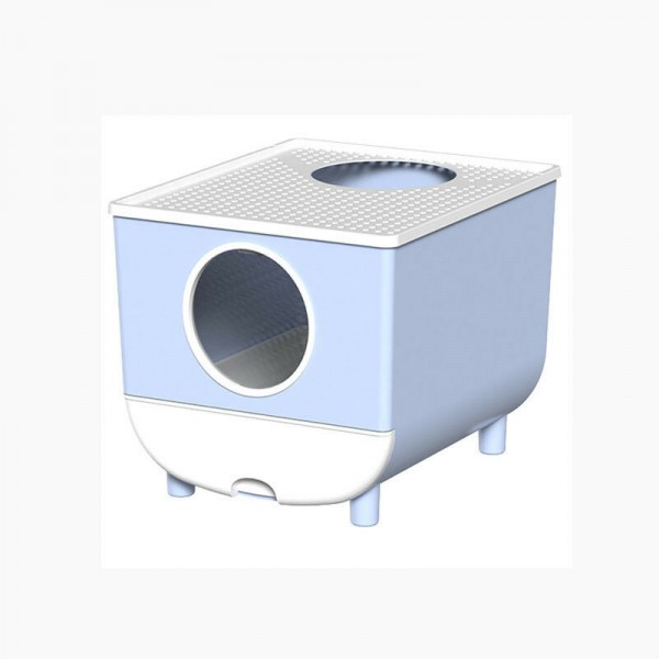 Cat Litter Box Drawer Design Bedpen Fully Enclosed Deodorant Pet Toilet for Cats Supplies - Blue