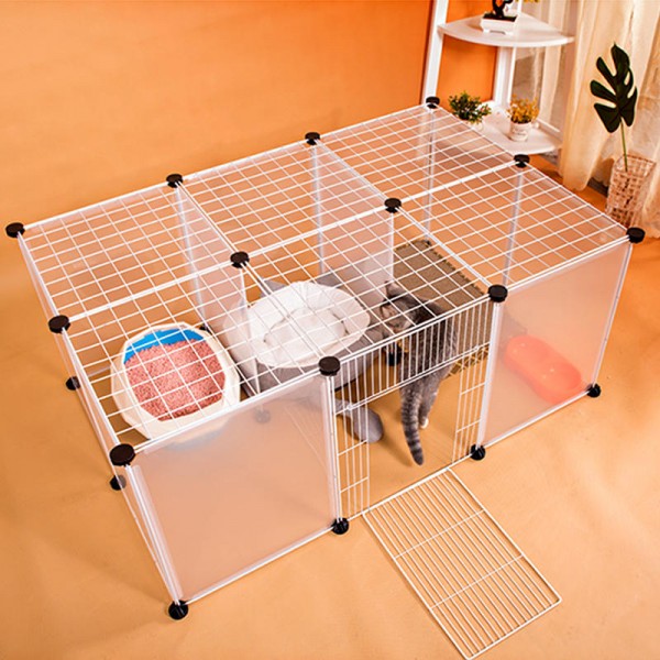 DIY Large Cat Villa Home Pet Bed Pet Cage White Wire Fence Dog Kennel Anti-skip Cat Fence Plastic Home Wooden Hammer - 32 pcs