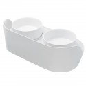 Double Holes Ceramic Cat Feeder Bowl Splash-proof High Quality Ceramic Pet Bowl Separate Design, Anti-slip Design - White