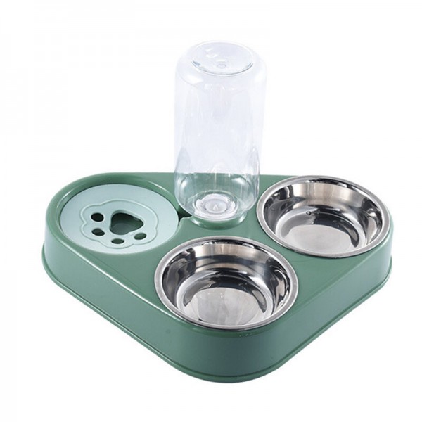 500ML 3 in 1 Dog Feeder Bowl With Dog Water Bottle Cat Automatic Drinking Bowl Cat Food Bowl Pet Stainless Steel Double 3 Bowls 