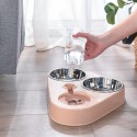 500ML 3 in 1 Dog Feeder Bowl With Dog Water Bottle Cat Automatic Drinking Bowl Cat Food Bowl Pet Stainless Steel Double 3 Bowls 