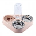 500ML 3 in 1 Dog Feeder Bowl With Dog Water Bottle Cat Automatic Drinking Bowl Cat Food Bowl Pet Stainless Steel Double 3 Bowls 