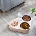 500ML 3 in 1 Dog Feeder Bowl With Dog Water Bottle Cat Automatic Drinking Bowl Cat Food Bowl Pet Stainless Steel Double 3 Bowls 