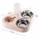 500ML 3 in 1 Dog Feeder Bowl With Dog Water Bottle Cat Automatic Drinking Bowl Cat Food Bowl Pet Stainless Steel Double 3 Bowls 