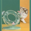Cat Roller Coaster Toy Interactive Round Shape Toy 360° Rotation Toy with Ringing Bell Non-slip Design for Cats - White