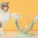 Cat Roller Coaster Toy Interactive Round Shape Toy 360° Rotation Toy with Ringing Bell Non-slip Design for Cats - White