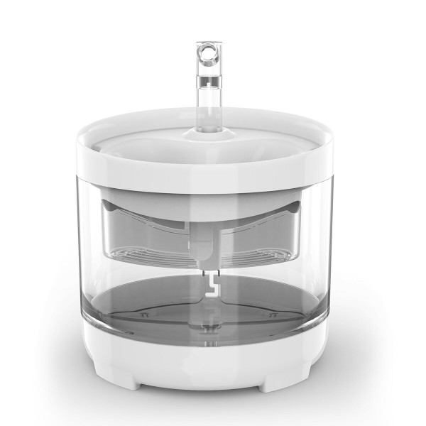 2L Automatic Water Dispenser Adjustable Water Flow Cat Water Fountain Clear Ultra Quiet Cat Dog Water Dispenser Feeder Bowl - Wh