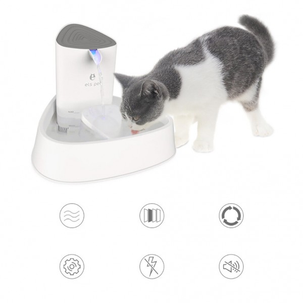 ELSPET 1.5L Automatic Pet Water Fountain Protection Against Dry Heating Cat Drink Dispenser Water Circulation Mute Four Layers F