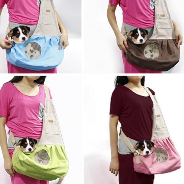 Pet Carrier Carrying Cat Dog Puppy Small Animal Sling Front Carrier Mesh Comfort Travel Tote Shoulder Bag Pet Backpack -  Pink