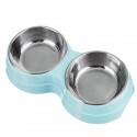 Stainless Steel Double Bowls Pet Food Water Bowl Cat Dog Puppy Feeder Pet Water Food Dish - Green