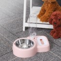 2 In 1 Automatic Pet Bowl 500ml Adjustable Drinking Fountain Dog Cat Food Feeder -  Pink