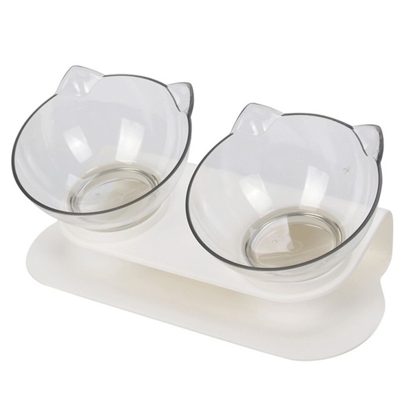 Cat Elevated Bowl Raised The Bottom Transparent Puppy Bowl With Holder Anti-slip Single/Double Feeders Protect Pet Spine for Cat