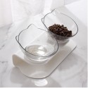 Cat Elevated Bowl Raised The Bottom Transparent Puppy Bowl With Holder Anti-slip Single/Double Feeders Protect Pet Spine for Cat