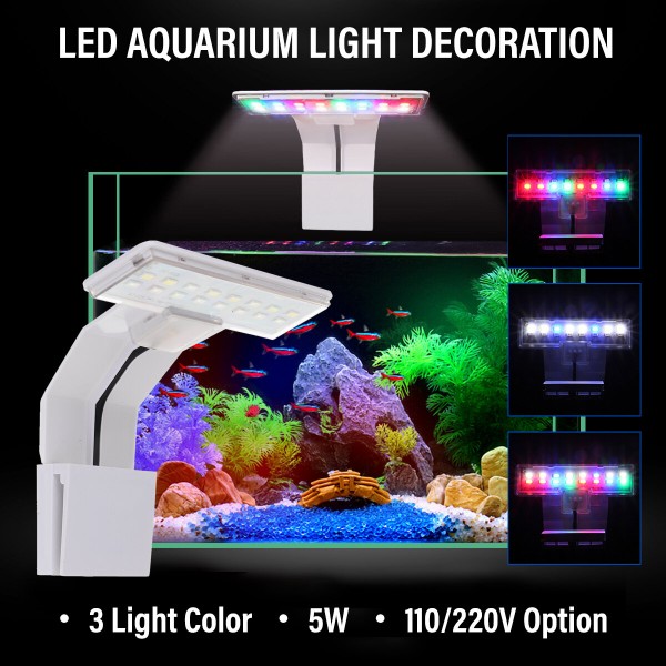 5W LED  Light Tank Aquatic Plant Grow Lamp Decoration 110V/220V Fish - US Plug