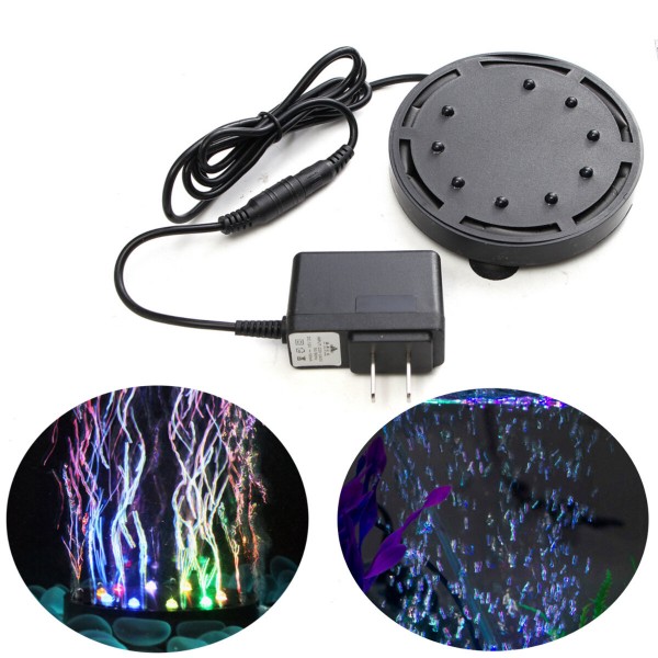 9 LED  Bubble Light Air Stone,Tank LED Air Bubbler Light Submersible Air Pump Bubble Stone Lamp for Turtle Tank Decorati