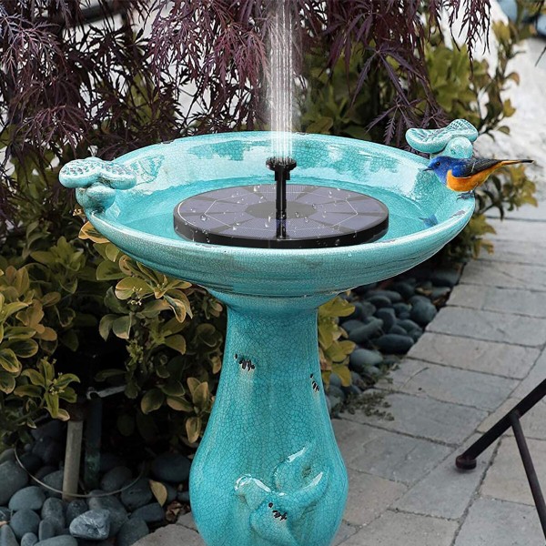 8-in-1 Solar Bird Water Fountain Set, 3.5W Circle Solar Floating Pump Built-in 1600mAH Battery for Working at Cloudy or Night, S