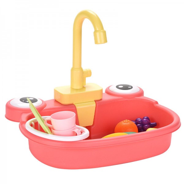 Automatic Bird Bath Tub with Faucet Pet Parrots Fountains SPA Pool Cleaning Tool Safe Play House Kitchen Sink Birds Toy -  Pink