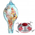 Colorful Hummingbird Pet Feeder Hand Blown Glass Bird Feeder Drinker Water Feeding Bowl for Yard Outdoor Parrot Flower Troughs A