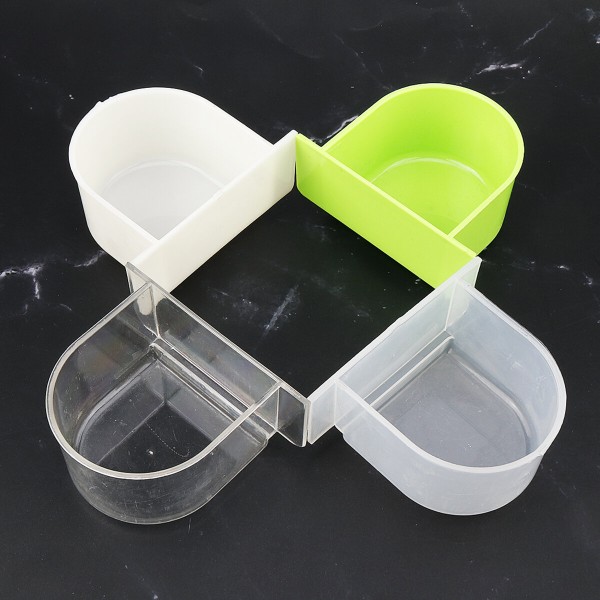 Bird Cage Food Box Trough Feeder Bowl Semi-circular Birds Home Accessories For Pet Supplies - Translucent