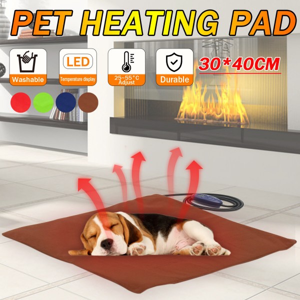 30x40cm Electric Heating Heater Heated Bed Mat Pad Blanket without Cable For Pet Dog Cat Rabbit - Brown