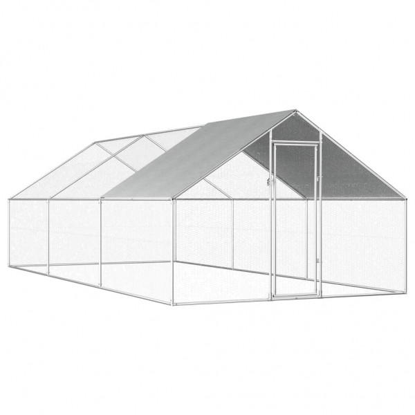   170790 Outdoor Chicken Cage 2.75x6x1.92 m Galvanised Steel Pet Supplies Rabbit House Pet Home Puppy Bedpen Fe