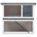   170831 Outdoor Rabbit Hutch 1 Door 90 x 45 x 80 cm Grey Wood Pet Supplies Rabbit House Pet Home Puppy Bedpen 