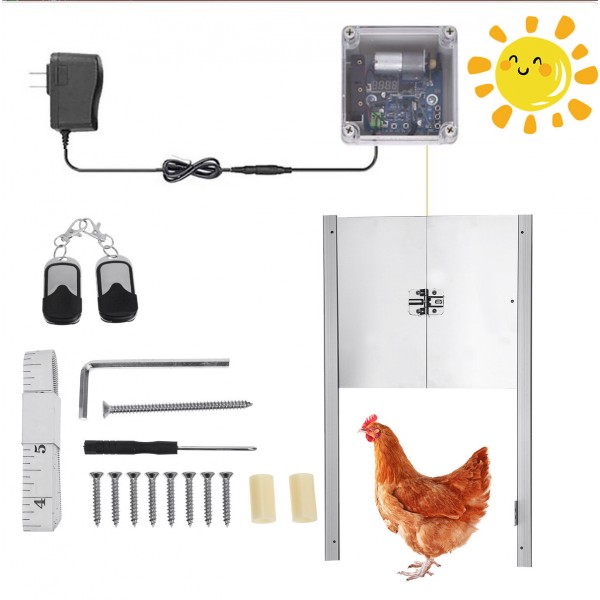 Automatic Chicken Door Opener Kits W/Time Sensor Induction 12'' Wide Automatic Goose with Sunlight Sensor to Prevent Chicken from