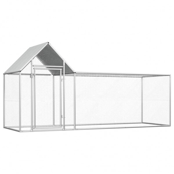   144554 Outdoor Chicken Coop 3x1x1.5 m Galvanised Steel House Cage Foldable Puppy Cats Sleep Metal Playpen Exe