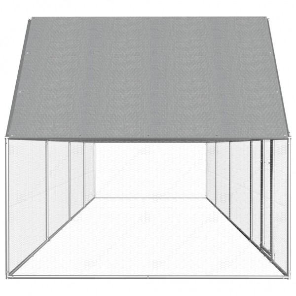   144558 Outdoor Chicken Coop 8x2x2 m Galvanised Steel House Cage Foldable Puppy Cats Sleep Metal Playpen Exerc