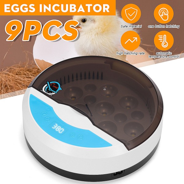Digital Automatic Incubator 9 Eggs Chicken LED Light Hatcher Turning Temperature Incubator - EU