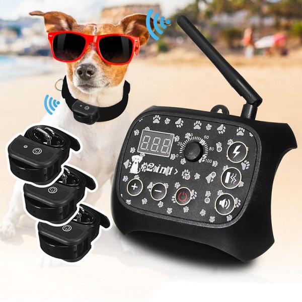 Wireless Electric Pet Fence Waterproof Collar Containment System Transmitter 1/2/3xReceiver - 1#