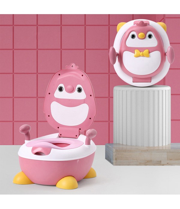 Children Potty Penguin Shape Spatterproof Urine Portable Toilet Freely Adjustable Height for Kid Care - Blue 1