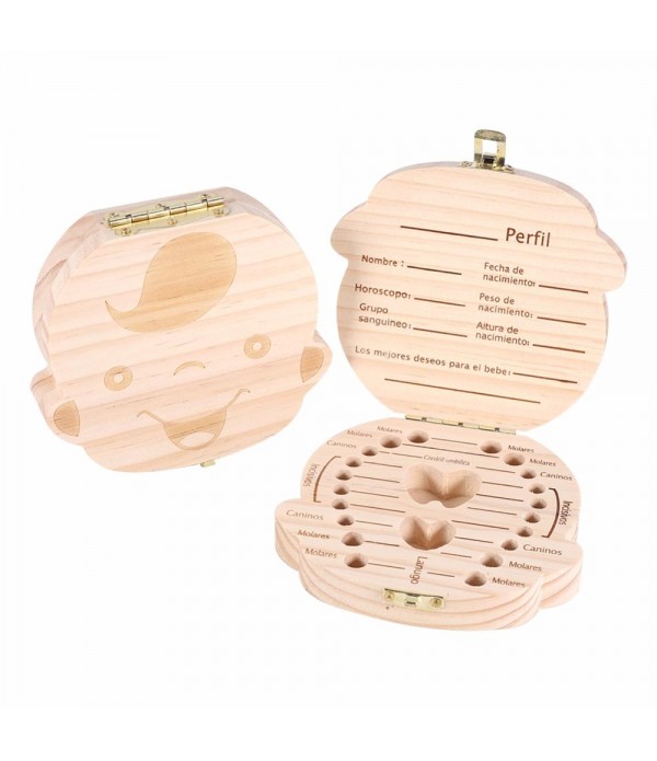 Baby Milk Teeth Wooden Storage Case Save Box Hair Holder Organizer for Girl Boys New Tooth Organizer - #1