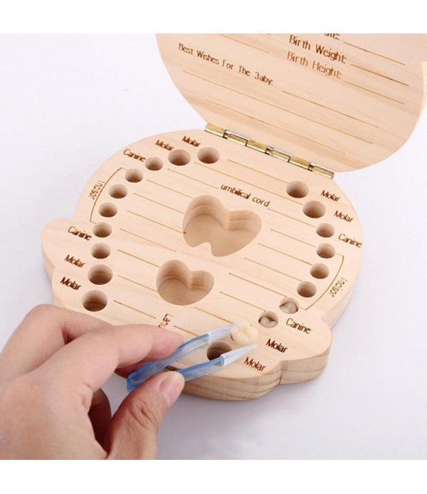 Baby Milk Teeth Wooden Storage Case Save Box Hair Holder Organizer for Girl Boys New Tooth Organizer - #1